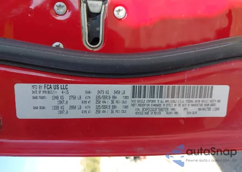 2015 Dodge Journey Crossroad z USA, uszkodzony, nr VIN 3C4PDCGG3FT682729